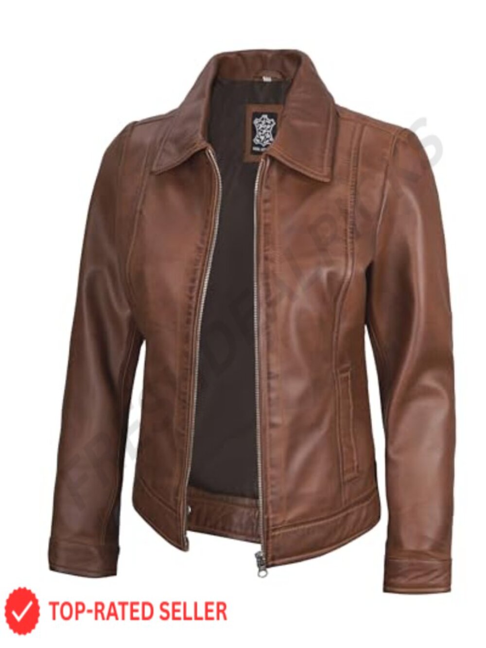 Lambskin Leather Jacket for Women Shirt Collar Trucker Jacket